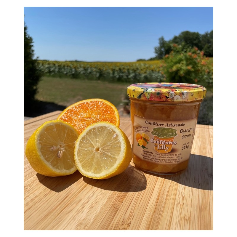 Confiture d'orange et citron par les Confitures de Lilly en Dordogne dans le Périgord.