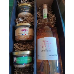 Coffret : foie gras du sud ouest, grattons canard, paté campagne, rosé Bio IGP Var