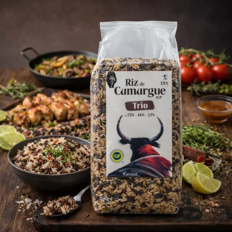 Trio de Riz de Camargue IGP – Riz complet, rouge & noir – 500gr - Atelier du Sel