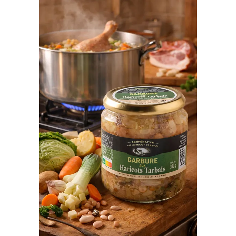 Garbure aux haricots Tarbais IGP en bocal, spécialité gastronomique du Sud-Ouest