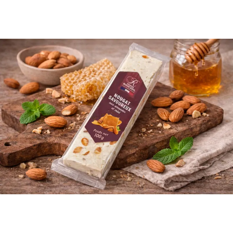 Nougat Savoureux aux amandes et au miel 100 g – Maison Roucadil