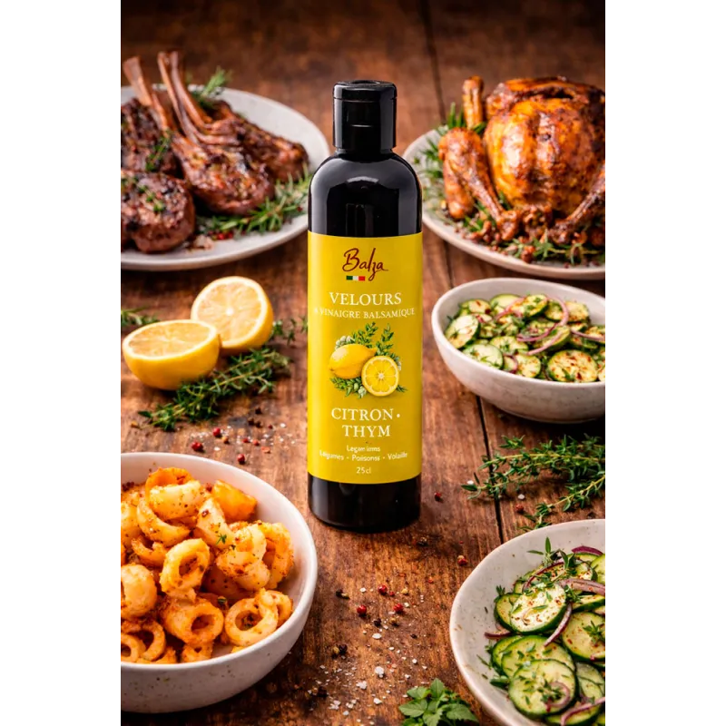 Velours de vinaigre Balsamique Citron Thym 25cl fabrication artisanale Française