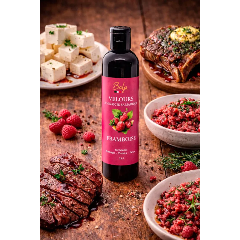 Velours balsamique framboise Atelier du Sel – crème de vinaigre balsamique fruitée artisanale
