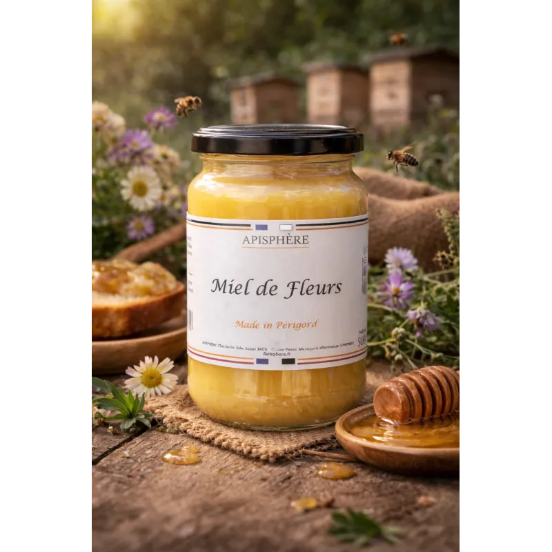 Miel de fleurs 500gr Apisphere Dordogne Périgord