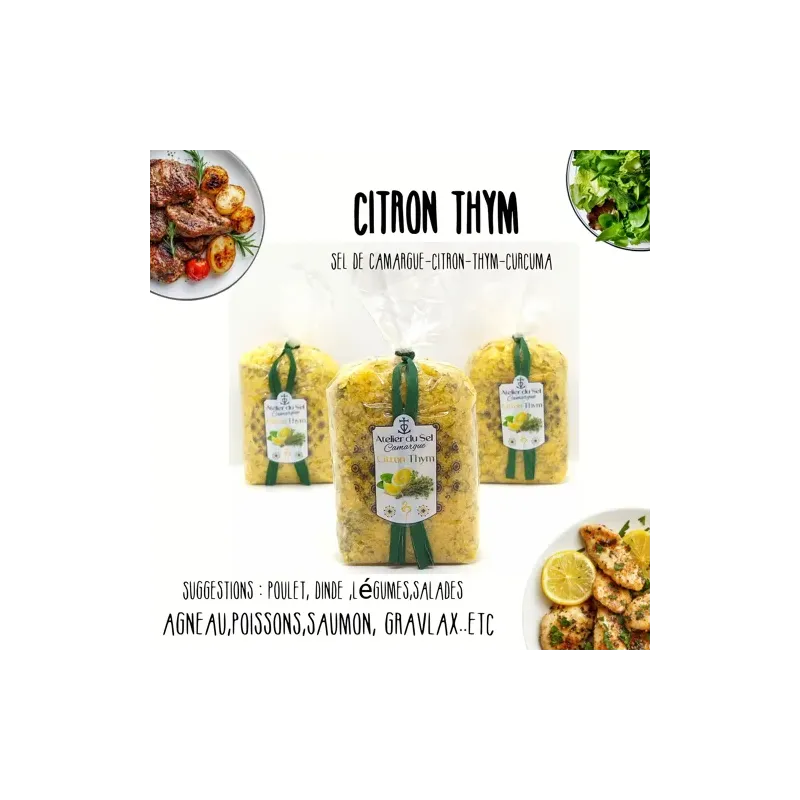 Recharge Sel Citron Thym 300g – Sel de Camargue artisanal