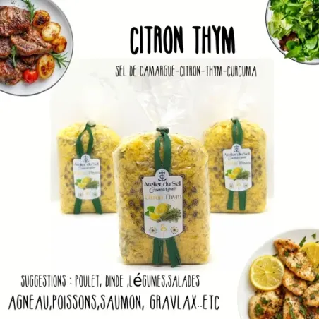 Recharge Sel Citron Thym 300g – Sel de Camargue artisanal
