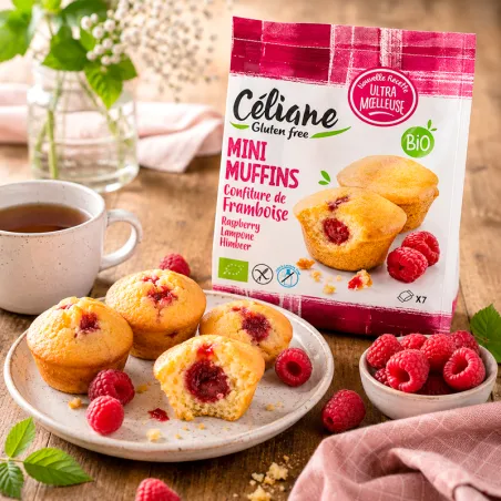 Mini muffins bio à la confiture extra de framboise sans gluten Céliane 200g