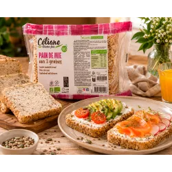 Pain de mie bio aux 3 graines sans gluten Céliane 2 x 200 g pour tartines et sandwichs