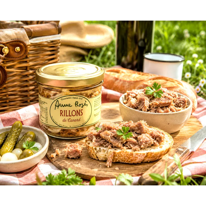 Rillons de canard artisanaux Anne Rozès 180 g, spécialité gastronomique du Sud-Ouest