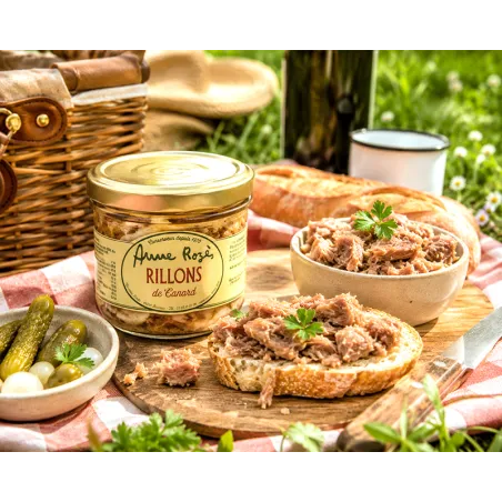 Rillons de canard artisanaux Anne Rozès 180 g, spécialité gastronomique du Sud-Ouest