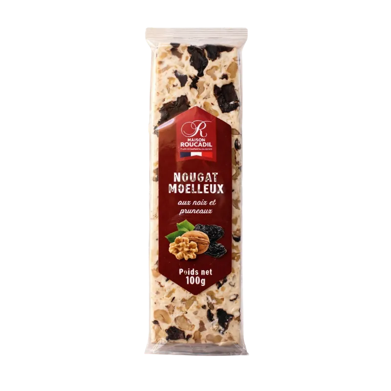 Nougat moelleux noix et pruneaux 100g | Roucadil Anti-gaspi