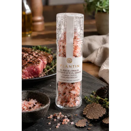 Moulin de sel rose de l’Himalaya à la truffe d’été 1,5% Maison Plantin 100 g