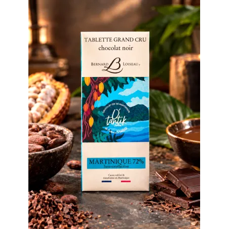 Tablette de chocolat noir cru 72 % Martinique Rivière-Pilote Bernard Loiseau 90 g