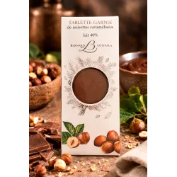 Tablette de chocolat au lait 40 % aux noisettes caramélisées Bernard Loiseau 115 g