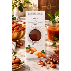 Tablette de chocolat au lait 40 % aux amandes caramélisées Bernard Loiseau 115 g