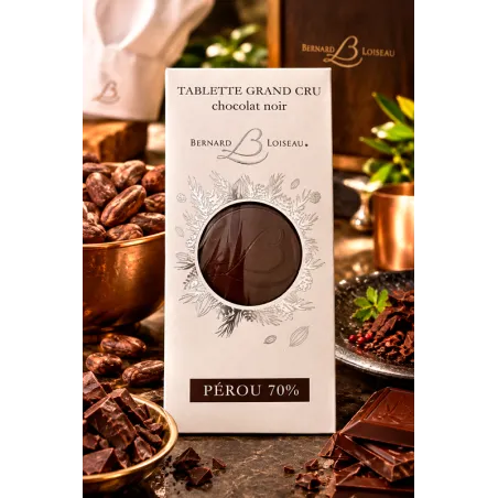 Tablette grand cru de chocolat noir Pérou 70 % bio Bernard Loiseau 90 g